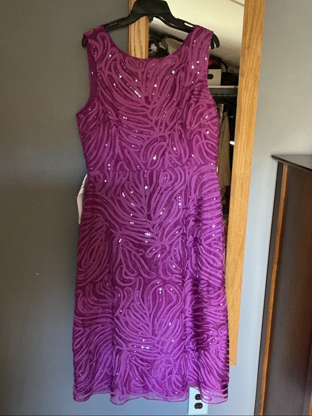 JS Collections Fuchsia Sequin-Embellished Midi Dress